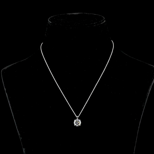 2.67 CT Round Lab Diamond Solitaire Necklace Pendant 18" 14k White Gold (G Color)