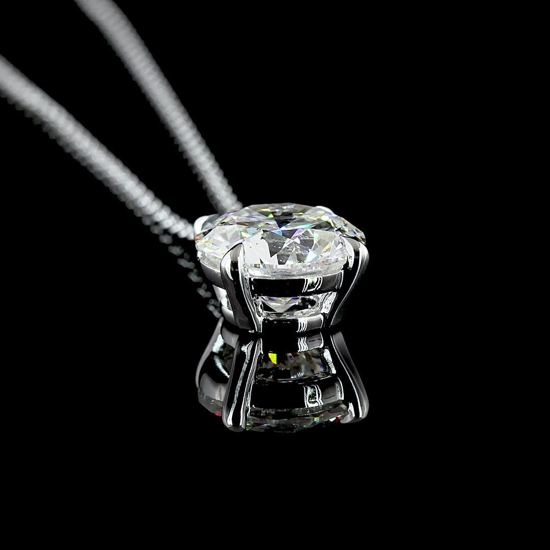 2.67 CT Round Lab Diamond Solitaire Necklace Pendant 18" 14k White Gold G Color jewelry-spot-usa