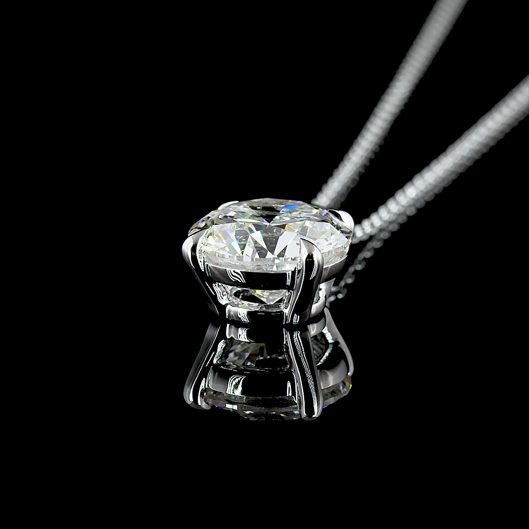 2.67 CT Round Lab Diamond Solitaire Necklace Pendant 18" 14k White Gold G Color jewelry-spot-usa