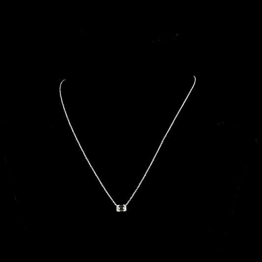 1.02 CT Emerald Lab Diamond Solitaire Necklace Pendant 18" (D Color and VVS2 Clarity)
