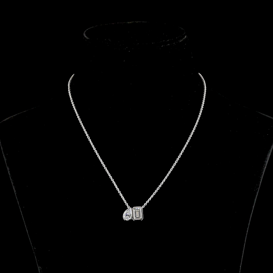 3.11 CTTW MIX Lab Diamond MIX Necklace Pendant 16" 14k White Gold D Color and VVS2 Clarity jewelry-spot-usa