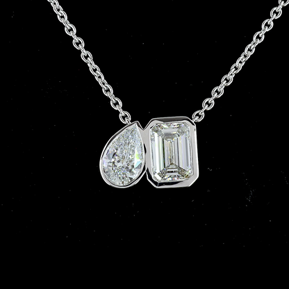 3.11 CTTW MIX Lab Diamond MIX Necklace Pendant 16" 14k White Gold D Color and VVS2 Clarity jewelry-spot-usa