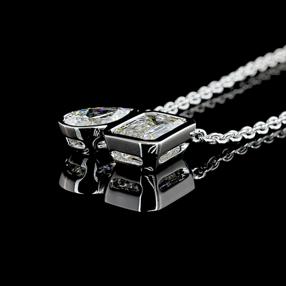 3.11 CTTW MIX Lab Diamond MIX Necklace Pendant 16" 14k White Gold D Color and VVS2 Clarity jewelry-spot-usa