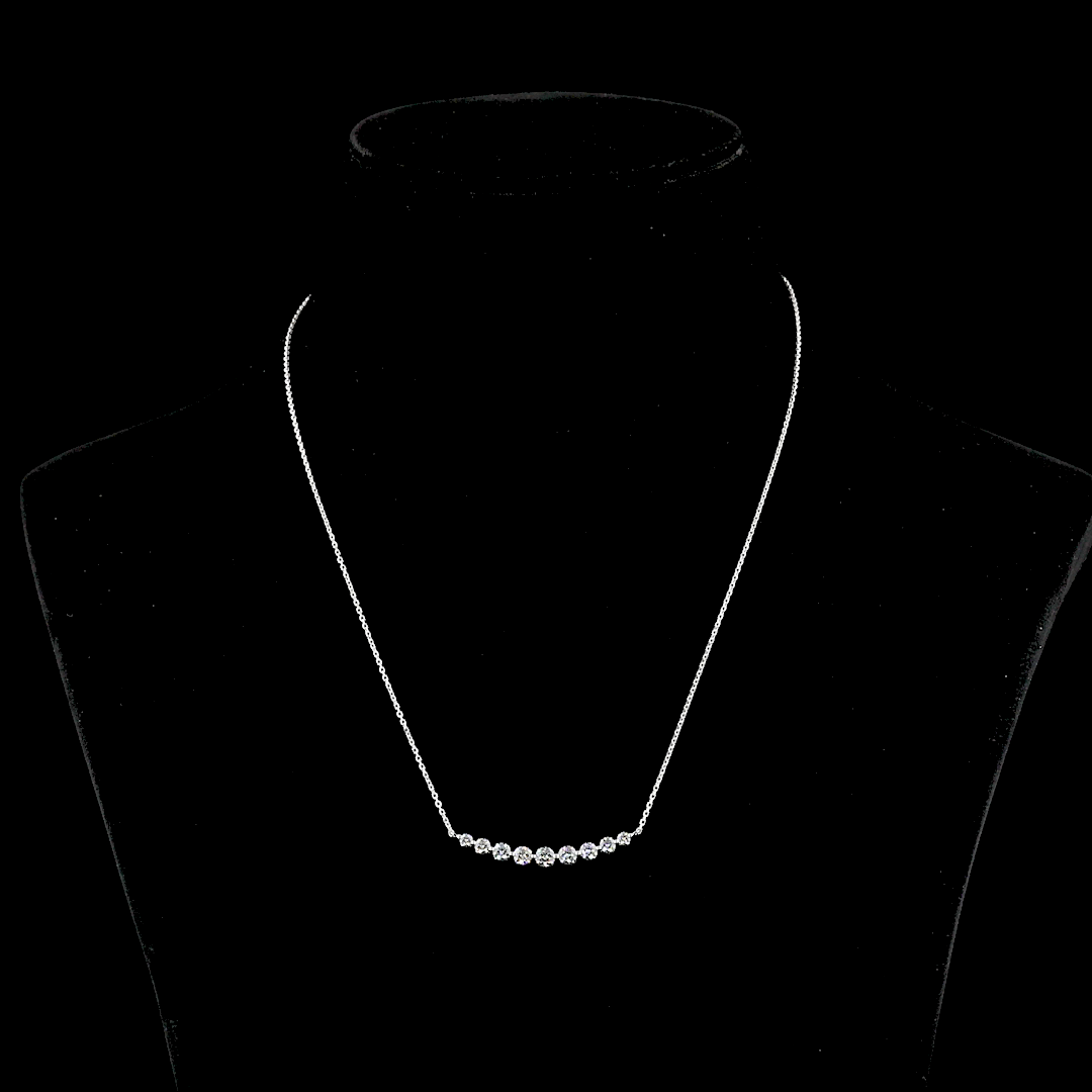 2.01 CTTW Round Lab Diamond Riviera Necklace Pendant 16.3" 14k White Gold F Color and VS2 Clarity jewelry-spot-usa