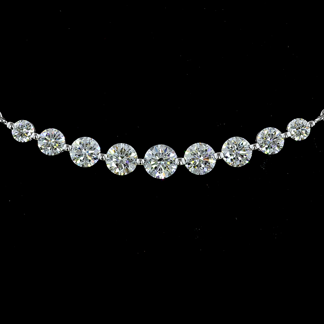 2.01 CTTW Round Lab Diamond Riviera Necklace Pendant 16.3" 14k White Gold F Color and VS2 Clarity jewelry-spot-usa