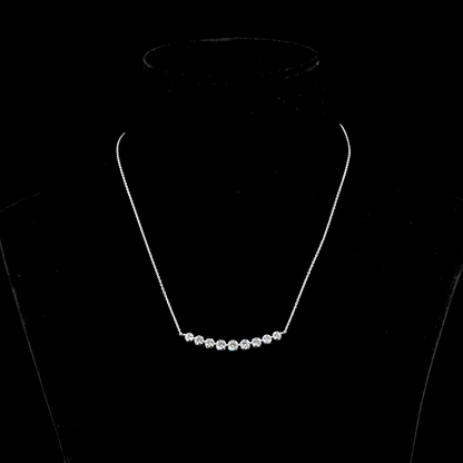 1.00 CTTW Round Lab Diamond Riviera Necklace Pendant 16.3" 14k White Gold (E Color and VS Clarity)