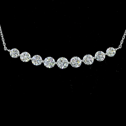 1.00 CTTW Round Lab Diamond Riviera Necklace Pendant 16.3" 14k White Gold (E Color and VS Clarity)