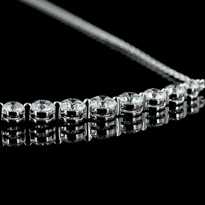 1.00 CTTW Round Lab Diamond Riviera Necklace Pendant 16.3" 14k White Gold (E Color and VS Clarity)