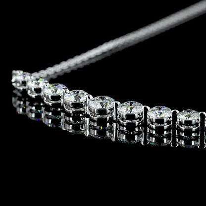 1.00 CTTW Round Lab Diamond Riviera Necklace Pendant 16.3" 14k White Gold (E Color and VS Clarity)