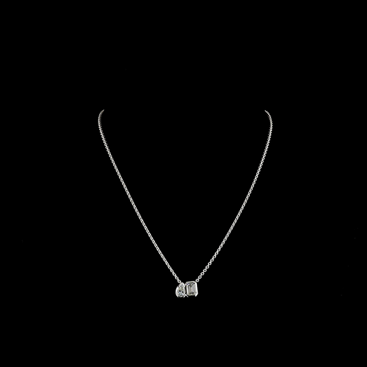 1.58 CTTW Emerald Lab Diamond Toi et Moi Necklace Pendant (D Color and VS1 Clarity)