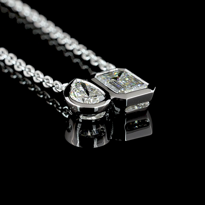 1.58 CTTW Emerald Lab Diamond Toi et Moi Necklace Pendant (D Color and VS1 Clarity)