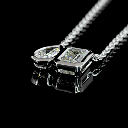 1.58 CTTW Emerald Lab Diamond Toi et Moi Necklace Pendant (D Color and VS1 Clarity)