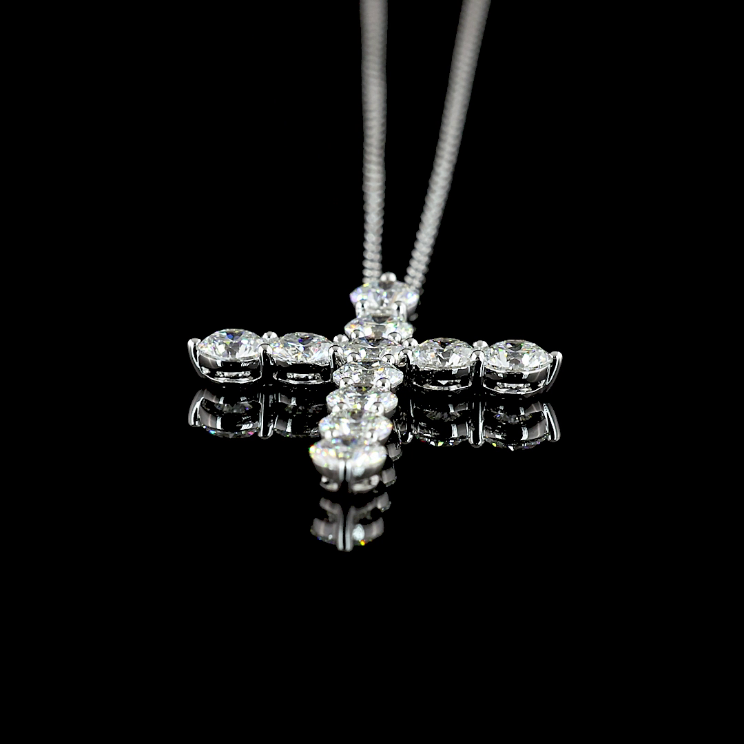 2.09 CTTW Round Lab Diamond Symbol Necklace Pendant 18" 14k White Gold E Color and VS1 Clarity jewelry-spot-usa