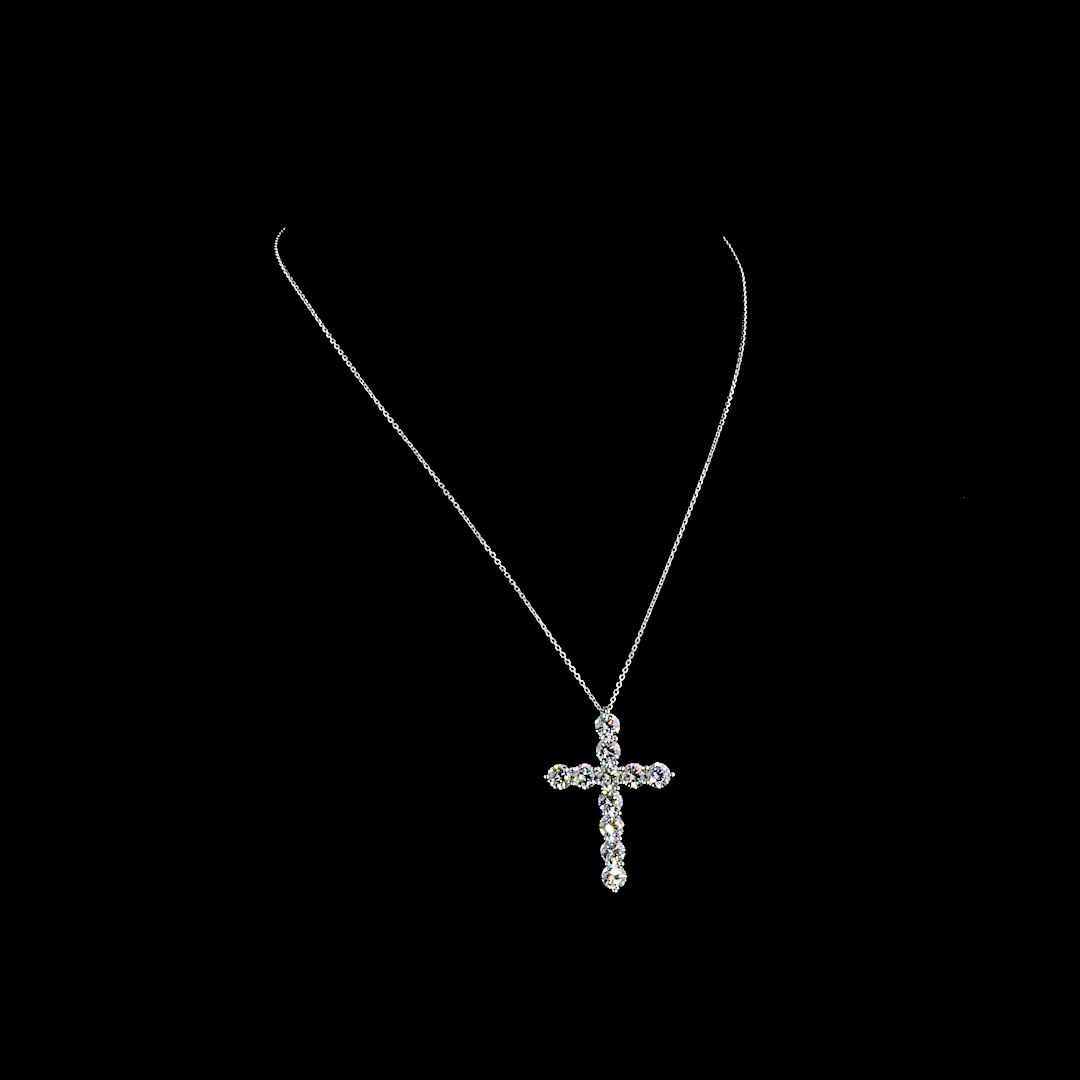 5.47 CTTW Round Lab Diamond Symbol Necklace Pendant 18" 14k White Gold E Color and VS Clarity jewelry-spot-usa