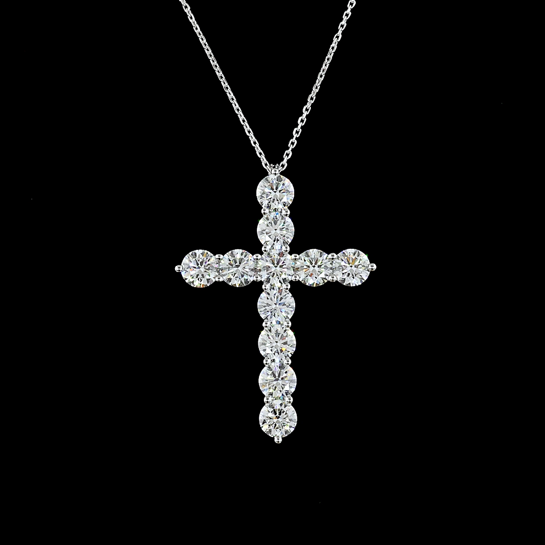 5.47 CTTW Round Lab Diamond Symbol Necklace Pendant 18" 14k White Gold E Color and VS Clarity jewelry-spot-usa
