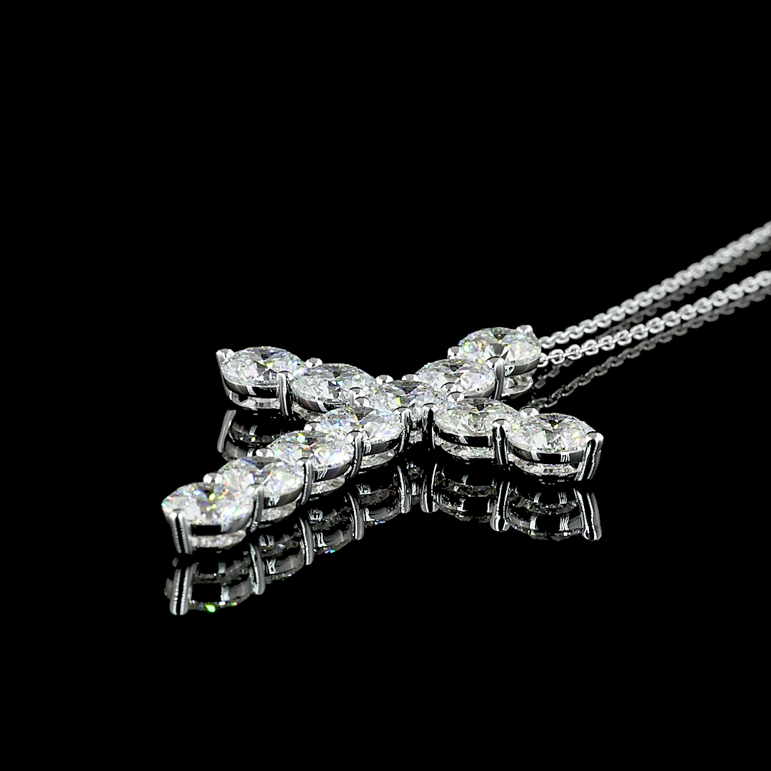 5.47 CTTW Round Lab Diamond Symbol Necklace Pendant 18" 14k White Gold E Color and VS Clarity jewelry-spot-usa