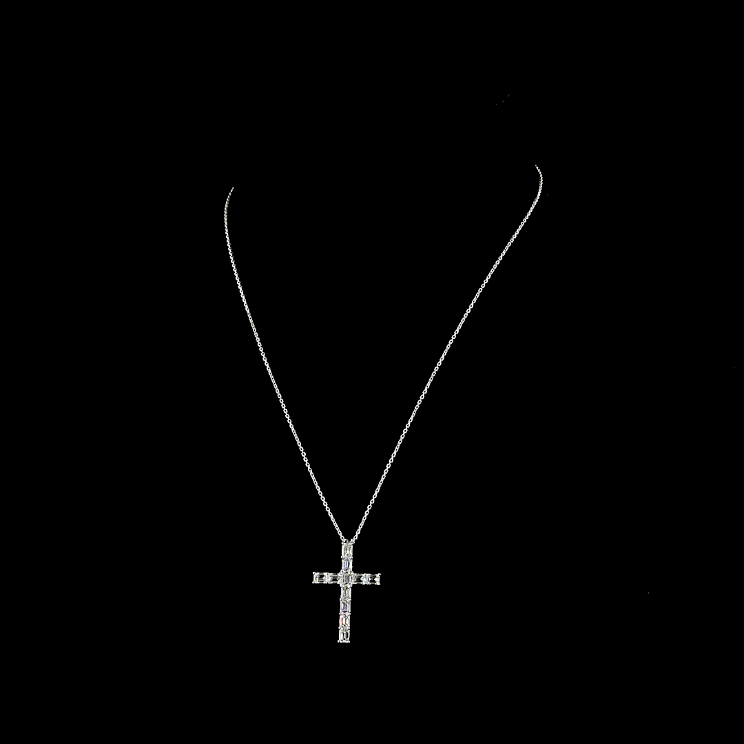 2.17 CTTW Emerald Lab Diamond Symbol Necklace Pendant 18" 14k White Gold E Color and VS1 Clarity jewelry-spot-usa