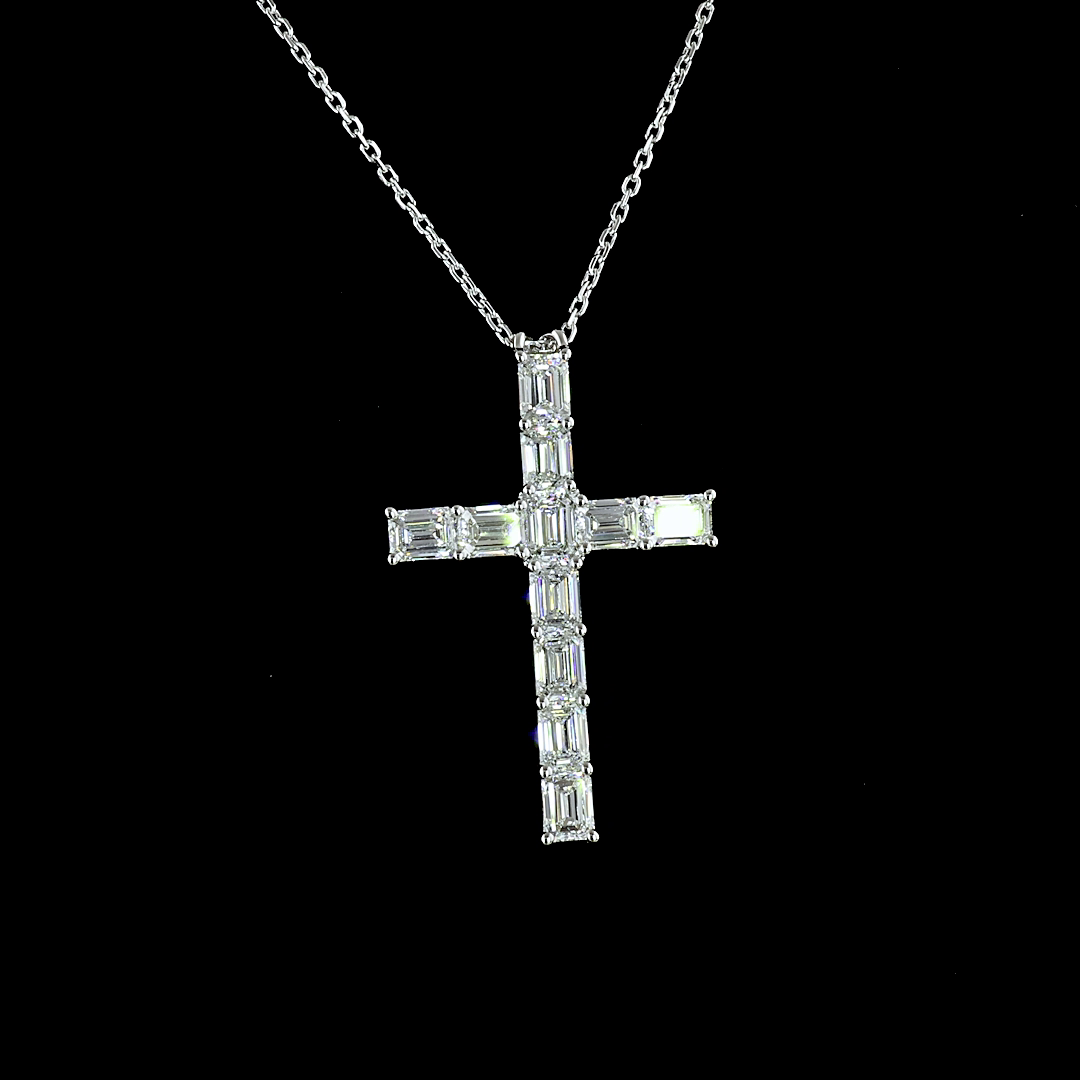 2.17 CTTW Emerald Lab Diamond Symbol Necklace Pendant 18" 14k White Gold E Color and VS1 Clarity jewelry-spot-usa