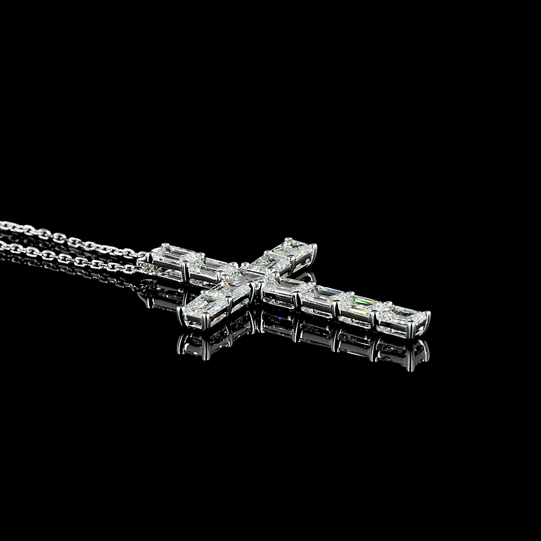 2.17 CTTW Emerald Lab Diamond Symbol Necklace Pendant 18" 14k White Gold E Color and VS1 Clarity jewelry-spot-usa