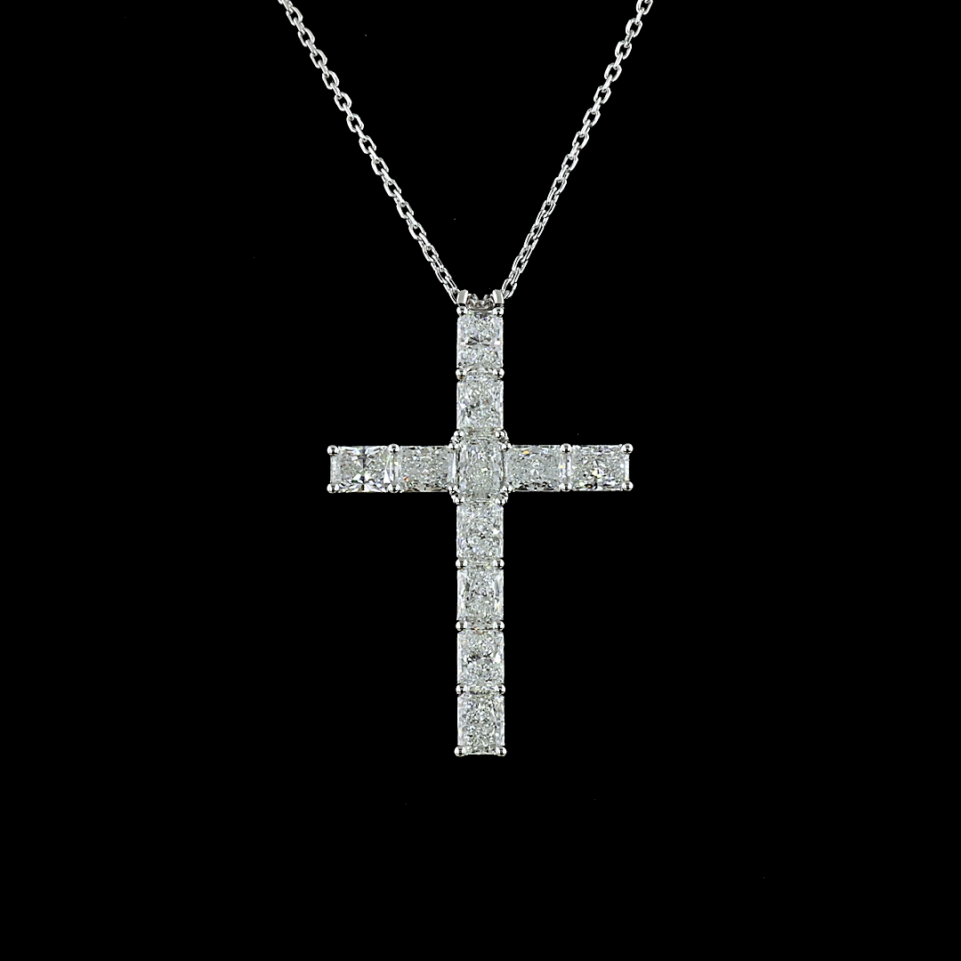 2.25 CTTW Radiant Lab Diamond Symbol Necklace Pendant 18" 14k White Gold E Color and VS Clarity jewelry-spot-usa