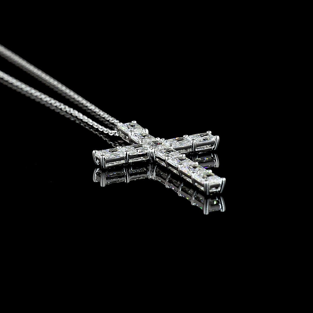 2.25 CTTW Radiant Lab Diamond Symbol Necklace Pendant 18" 14k White Gold E Color and VS Clarity jewelry-spot-usa