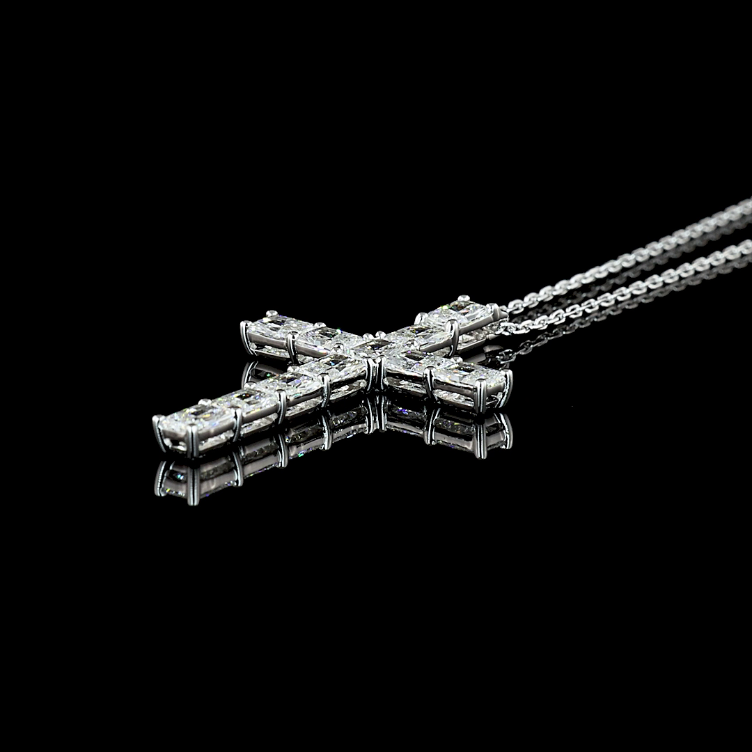 2.25 CTTW Radiant Lab Diamond Symbol Necklace Pendant 18" 14k White Gold E Color and VS Clarity jewelry-spot-usa