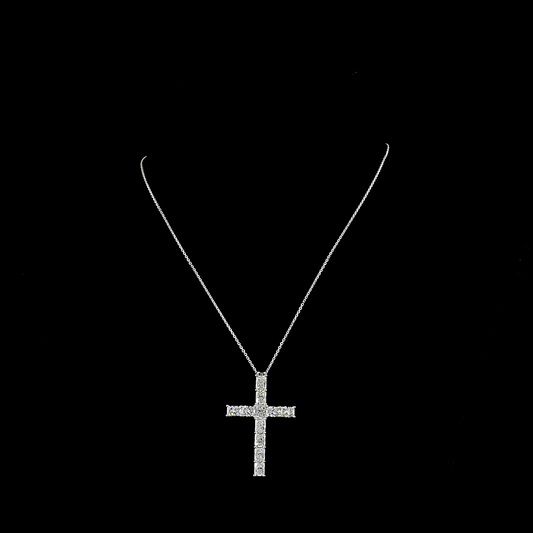 5.55 CTTW Radiant Lab Diamond Symbol Necklace Pendant 18" 14k White Gold E Color and VS Clarity jewelry-spot-usa