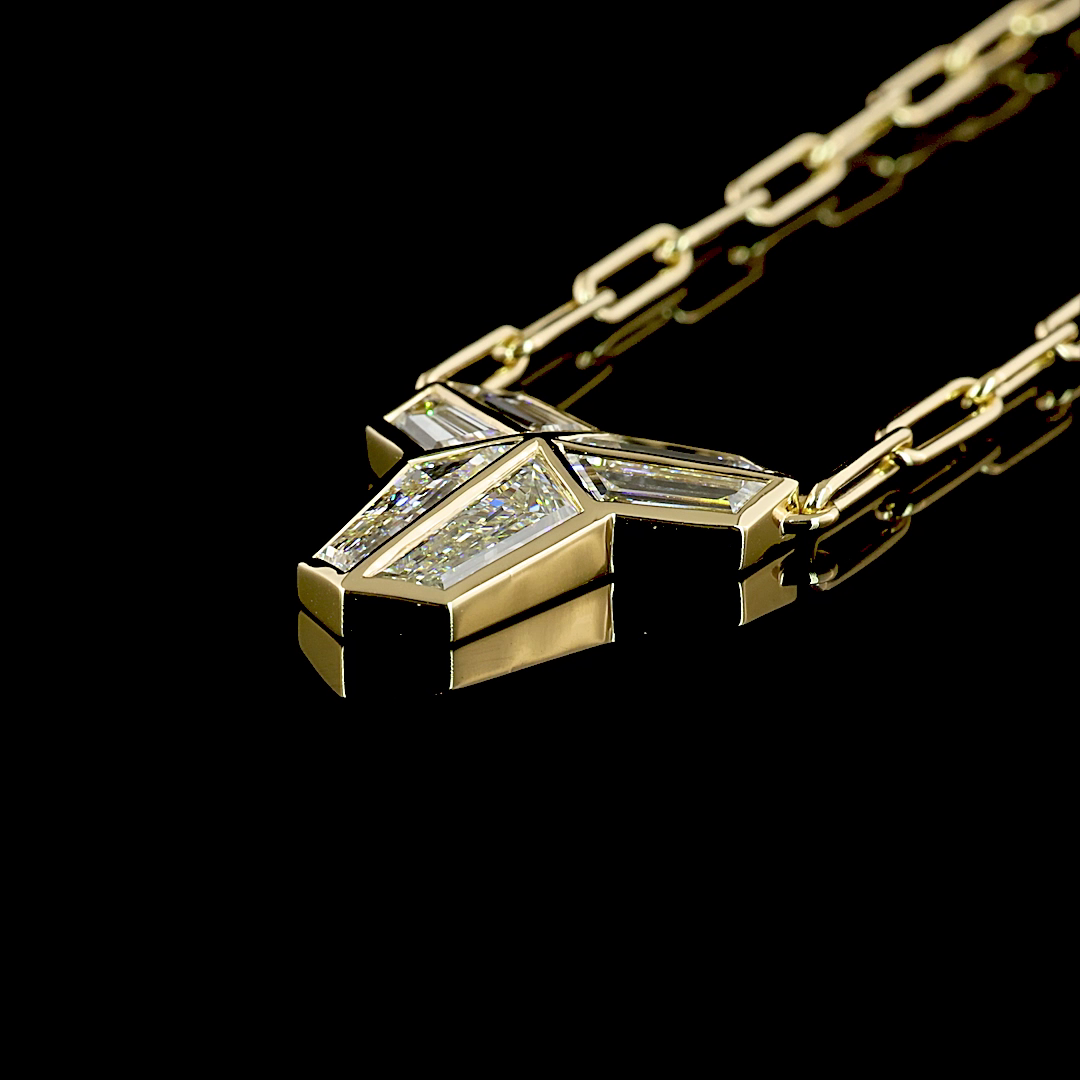 3.13 CTTW Lab Diamond Necklace Pendant 16" 14k Yellow Gold E Color and VS1 Clarity jewelry-spot-usa