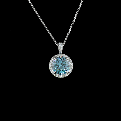 3.39 CTTW Round Lab Diamond Round Necklace Pendant 18" 14k White Gold E Color and VS1 Clarity jewelry-spot-usa