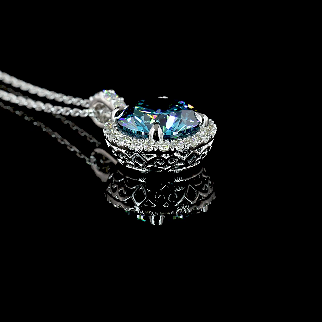 3.39 CTTW Round Lab Diamond Round Necklace Pendant 18" 14k White Gold E Color and VS1 Clarity jewelry-spot-usa