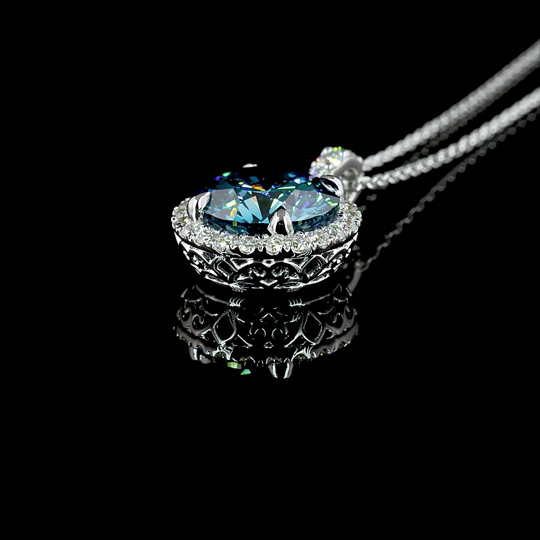 3.39 CTTW Round Lab Diamond Round Necklace Pendant 18" 14k White Gold E Color and VS1 Clarity jewelry-spot-usa