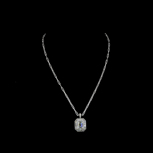 6.78 CTTW MIX Lab Diamond MIX Necklace Pendant 18" 9k White Gold - 14k White Gold F Color and VVS2 Clarity jewelry-spot-usa