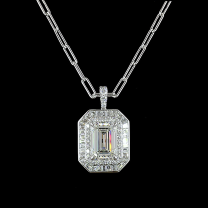 6.78 CTTW MIX Lab Diamond MIX Necklace Pendant 18" 9k White Gold - 14k White Gold F Color and VVS2 Clarity jewelry-spot-usa
