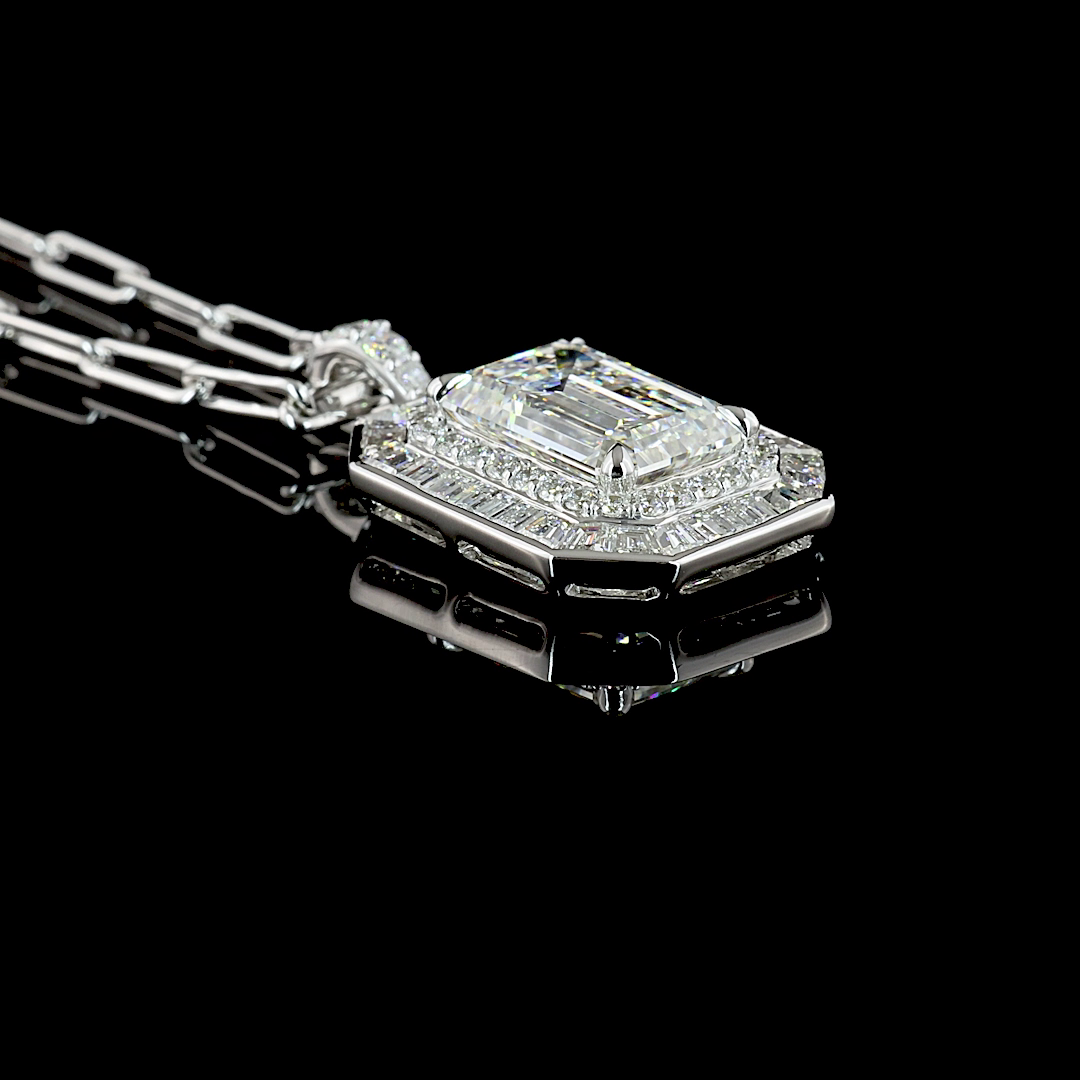 6.78 CTTW MIX Lab Diamond MIX Necklace Pendant 18" 9k White Gold - 14k White Gold F Color and VVS2 Clarity jewelry-spot-usa