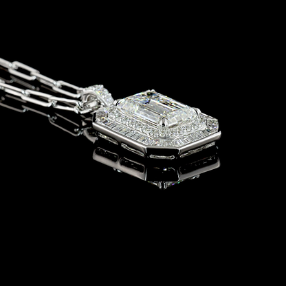 6.78 CTTW MIX Lab Diamond MIX Necklace Pendant 18" 9k White Gold - 14k White Gold F Color and VVS2 Clarity jewelry-spot-usa