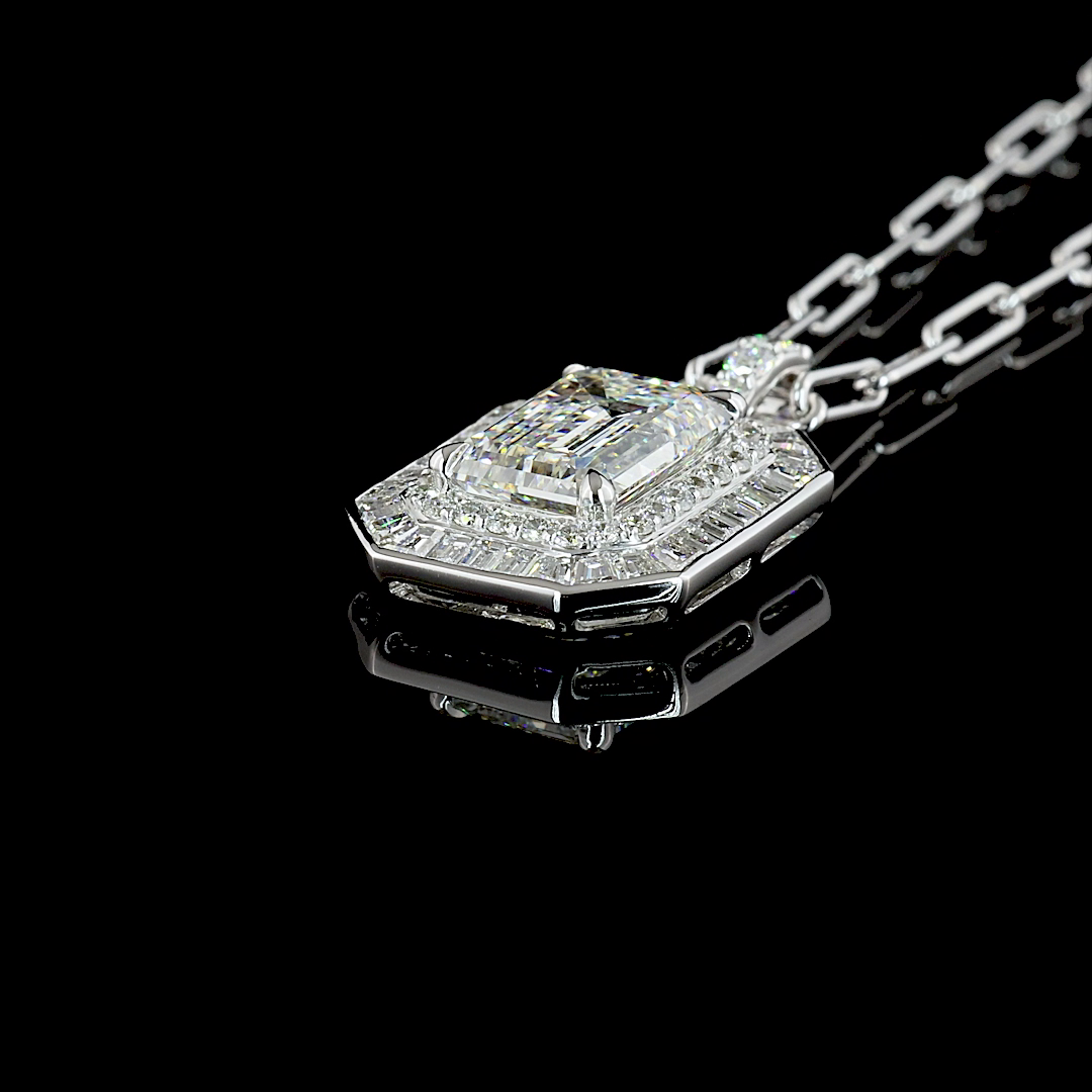 6.78 CTTW MIX Lab Diamond MIX Necklace Pendant 18" 9k White Gold - 14k White Gold F Color and VVS2 Clarity jewelry-spot-usa