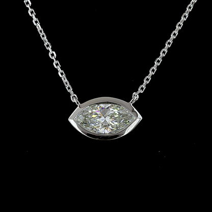 1.01 CT Marquise Lab Grown Diamond Solitaire Necklace Pendant 18" (F Color and VS1 Clarity)