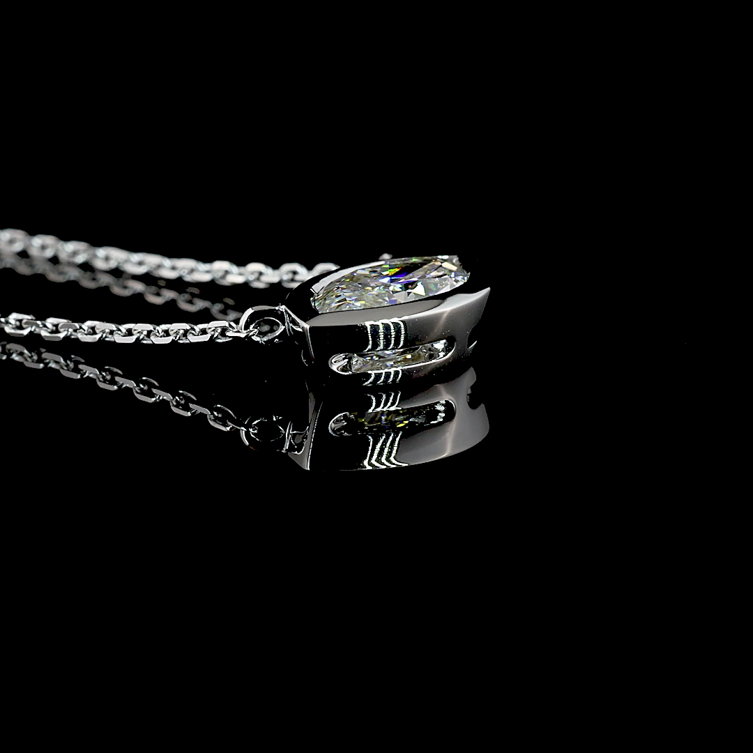 1.01 CT Marquise Lab Grown Diamond Solitaire Necklace Pendant 18" (F Color and VS1 Clarity)