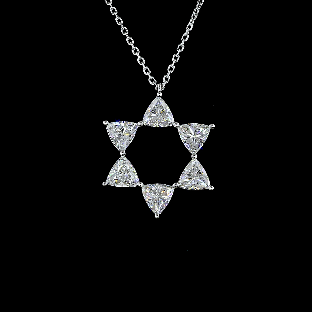 1.89 CTTW Triangle Lab Diamond Triangle Necklace Pendant 16" 14k White Gold E Color and VS Clarity jewelry-spot-usa