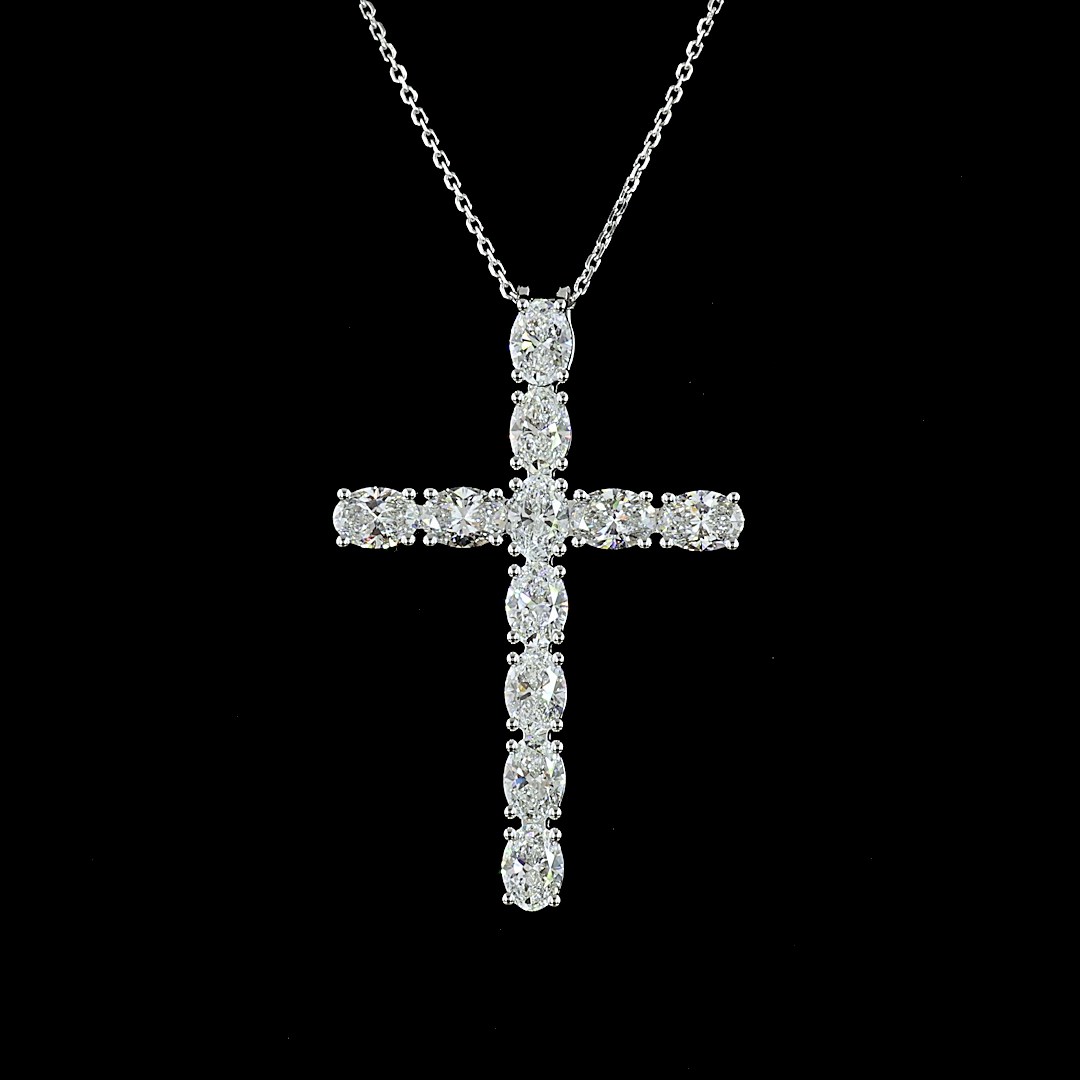 4.11 CTTW Oval Lab Diamond Symbol Necklace Pendant 18" 14k White Gold E Color and VS Clarity jewelry-spot-usa