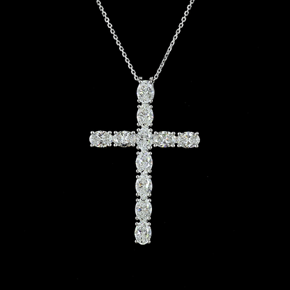 4.11 CTTW Oval Lab Diamond Symbol Necklace Pendant 18" 14k White Gold E Color and VS Clarity jewelry-spot-usa