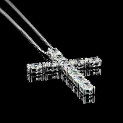 4.11 CTTW Oval Lab Diamond Symbol Necklace Pendant 18" 14k White Gold E Color and VS Clarity jewelry-spot-usa