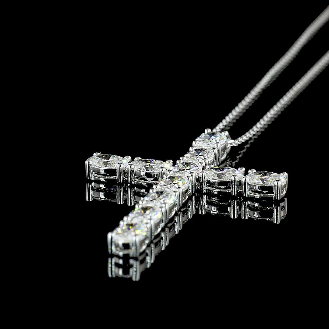 4.11 CTTW Oval Lab Diamond Symbol Necklace Pendant 18" 14k White Gold E Color and VS Clarity jewelry-spot-usa