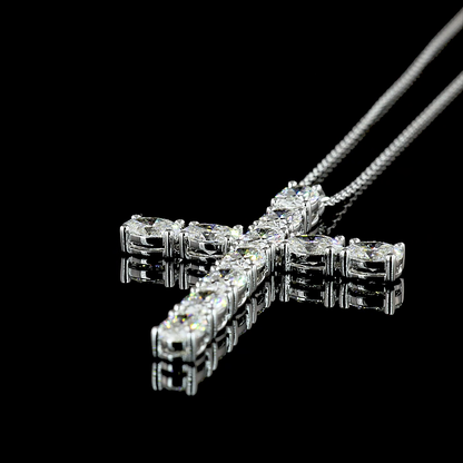 4.11 CTTW Oval Lab Diamond Symbol Necklace Pendant 18" 14k White Gold E Color and VS Clarity jewelry-spot-usa