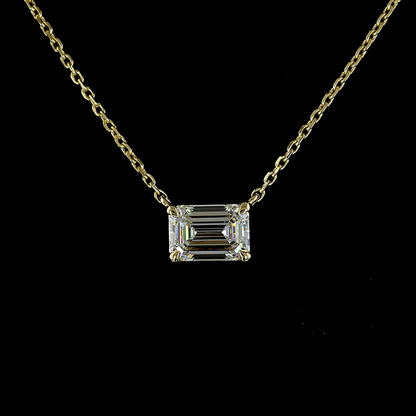 1.05 CT Emerald Lab Diamond Emerald Necklace Pendant