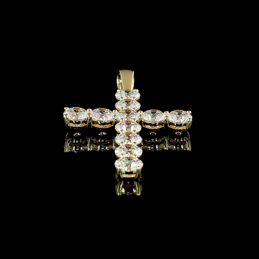 13.86 CTTW Round Lab Grown Diamond Cross Necklace Pendant