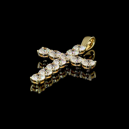 13.86 CTTW Round Lab Grown Diamond Cross Necklace Pendant