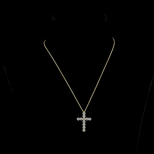 0.97 CTTW Round Lab Diamond Cross Necklace Pendant (E Color and VS Clarity)