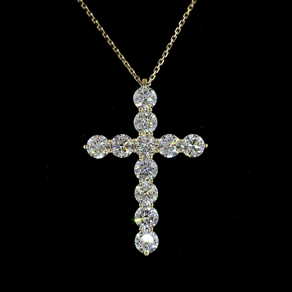 3.03 CTTW Round Lab Diamond Cross Necklace Pendant (H Color and SI Clarity)