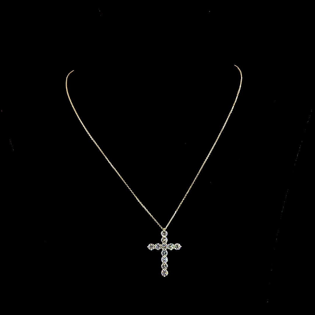 3.03 CTTW Round Lab Diamond Cross Necklace Pendant (H Color and SI Clarity)